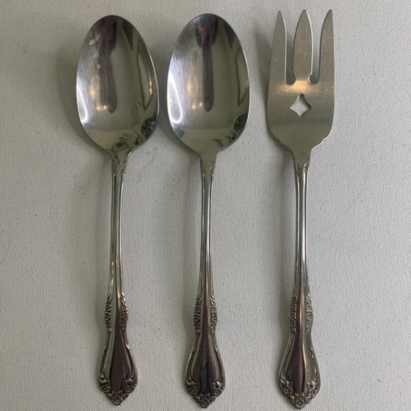 3 Pc SERVING SET Wm A Rogers Deluxe Stainless MANSFIELD AMADEUS Oneida Ltd 8.5" - Picture 12 of 12